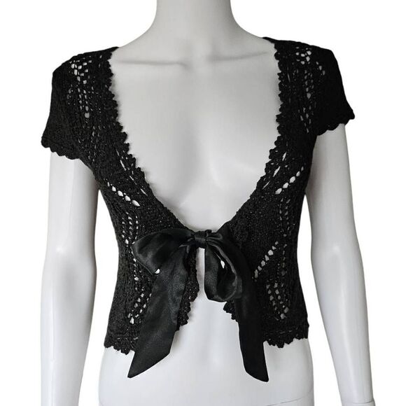 dark coquette crochet bow top - Picture 2 of 7